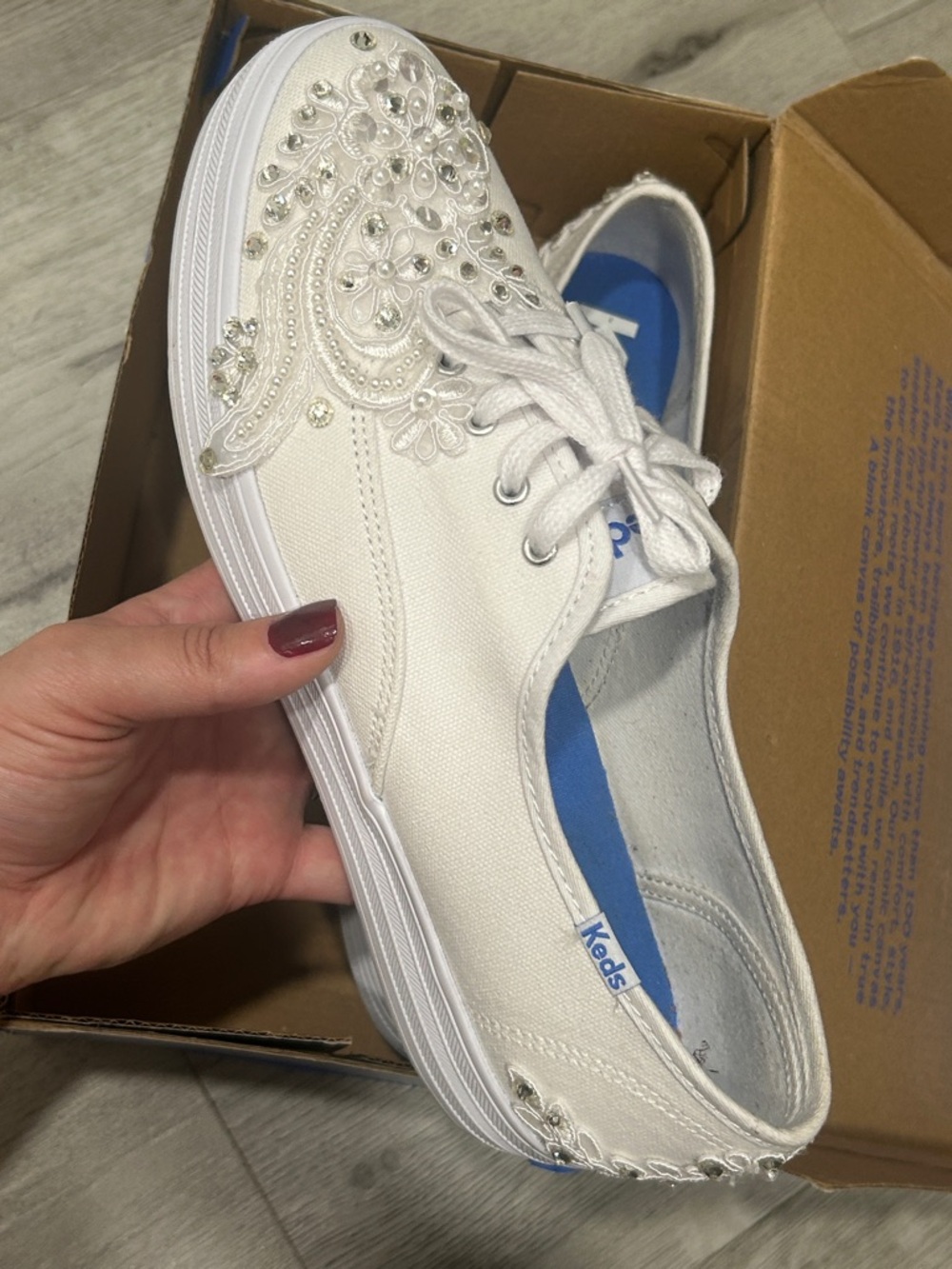 Keds RARE White Embellished Platform Canvas Lace-Up Sneakers sz 9.5 NIB